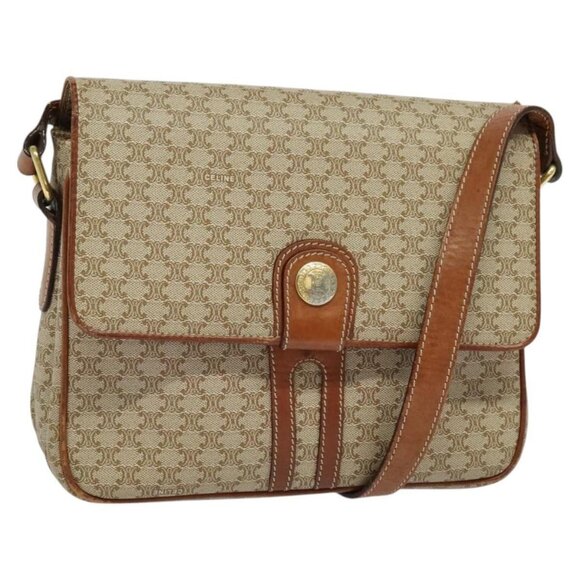 CELINE Macadam Canvas Shoulder Bag PVC Beige Gold Auth - Picture 2 of 16